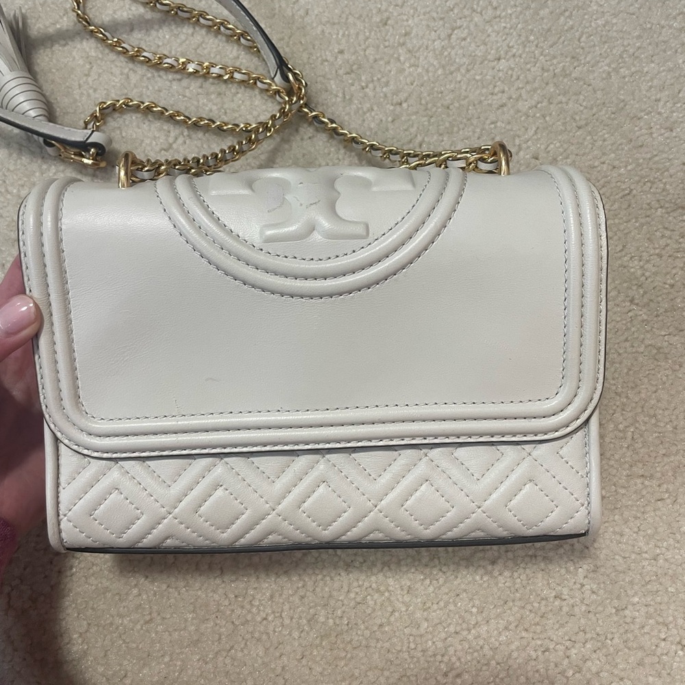Tory Burch Fleming cream purse